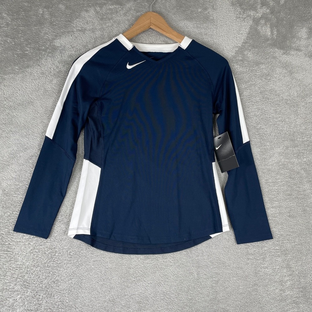 Nike Volleyball Jerseyโ Girls Medium Blue Long Sleeve Swoosh Athletic NWT